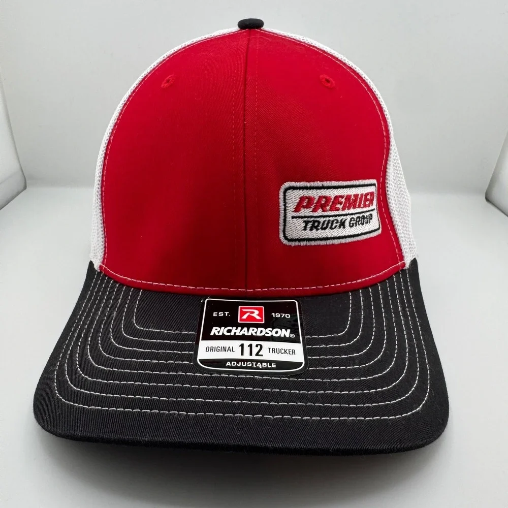 Richardson 112 Trucker Hat OSFM Red White Black Excellent Premier Truck Group